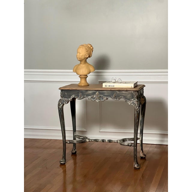 19th Century French Louis XV Style Paint Decorated Table in a Distressed Finish For Sale - Image 14 of 15