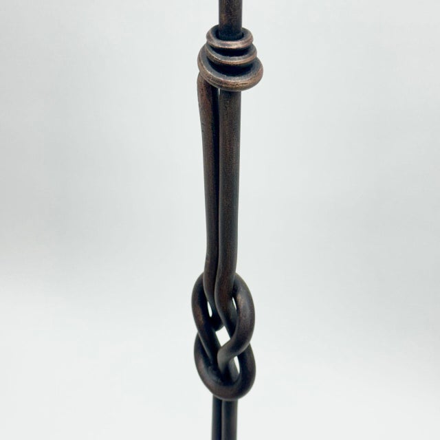 2020s Hand Forged Iron Floor Candelabra (110cm) Hercules Knot Double Stem – Antique Copper or Gold Finish For Sale - Image 5 of 17