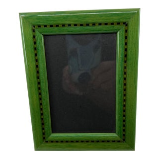 Vintage Green Marquetry Picture Frame With Glass, Made in England For Sale