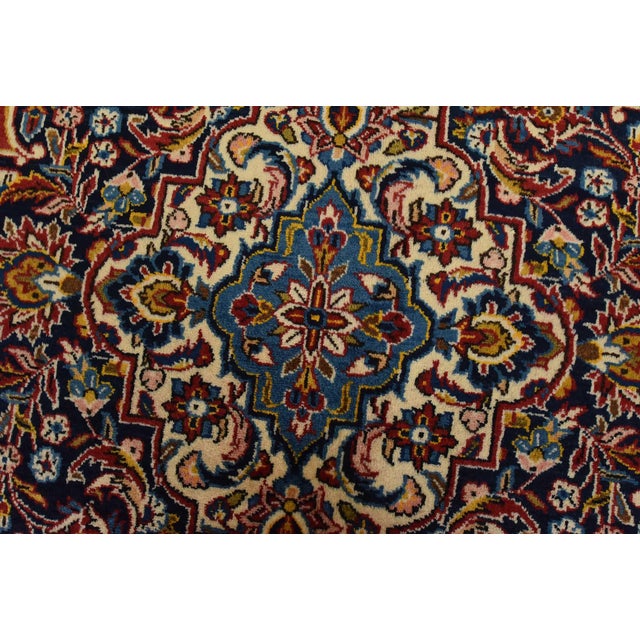 Kashan Rug 10′ X 13’5” Red Wool Vintage Traditional Hand-Knotted Carpet For Sale - Image 9 of 15