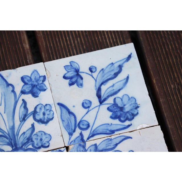 Tile Mural Panel Depicting a Baroque Jardinière With Flowers, Portuguese, 18th Century For Sale - Image 10 of 12