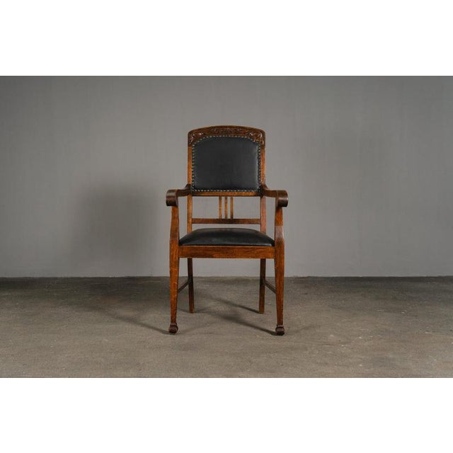 Item: Armchair / Desk Chair Period & Style: Art Nouveau - Early 20th Century Features: - Elegant and practical piece of...