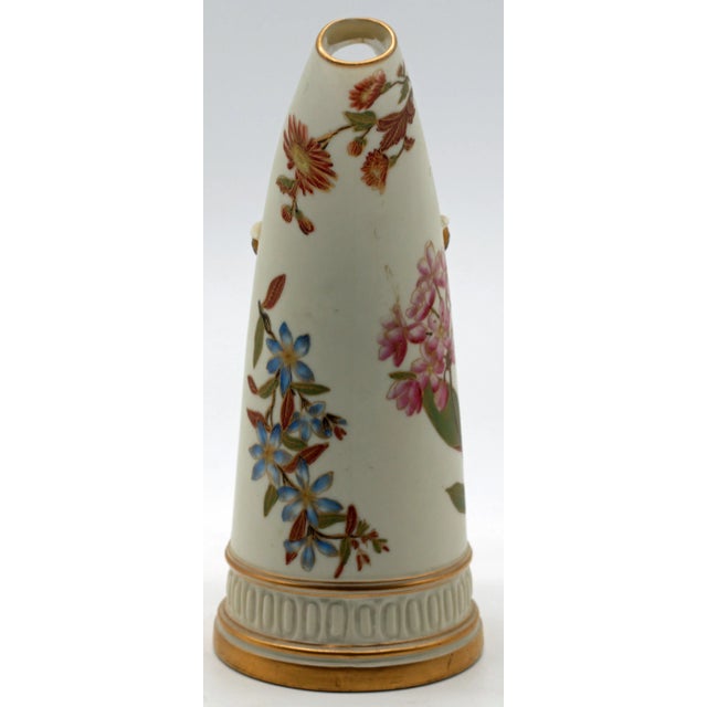 Antique Royal Worcester Blush Ivory Ewer With Hand-Painted Florals and Antler-Form Handle For Sale In Atlanta - Image 6 of 7