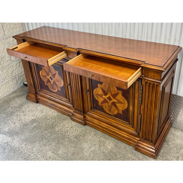 Brown Ethan Allen Marquetry Lombard Inlaid Tuscan Sideboard For Sale - Image 8 of 12