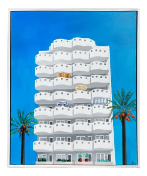 Octavia Campbell-Davy, Block of Flats, Acrylic on Canbas, Framed