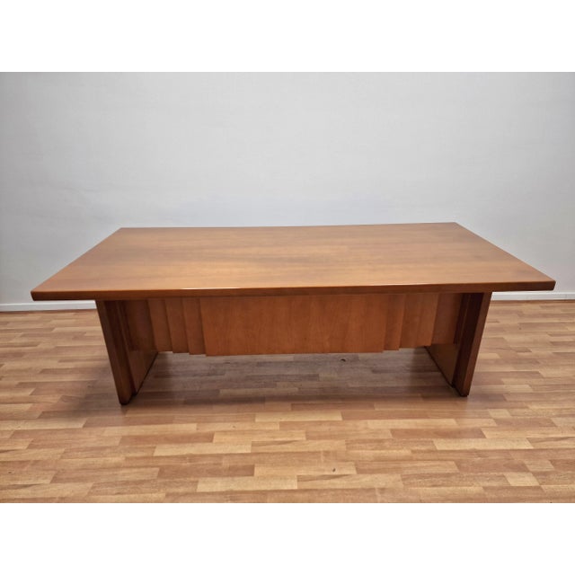 Large Mid 20th Century Italian Oak Desk, 1980s For Sale - Image 12 of 12