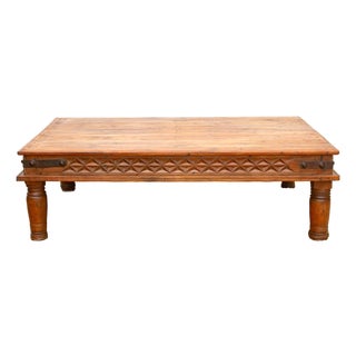 Grand Takhat Large Indian Teak Coffee Table For Sale