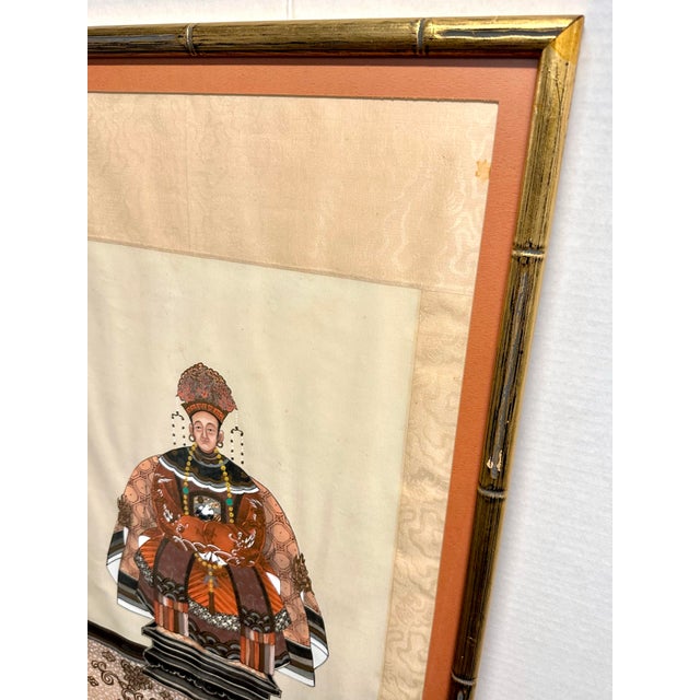 70s Ancestral Portraits on Silk, a Pair For Sale - Image 4 of 11