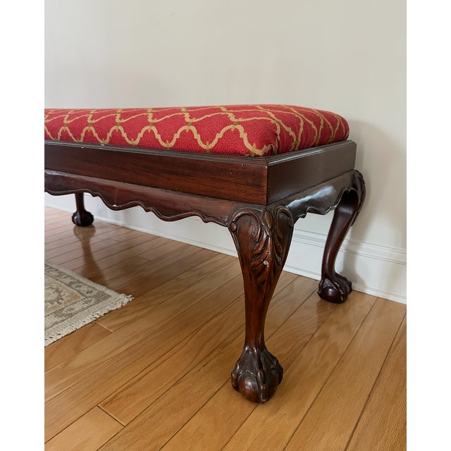 Late 20th Century Late 20th Century Chippendale-Style Mahogany Bench by Craftique For Sale - Image 5 of 7