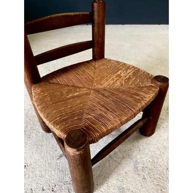 Brown French Provincial Brutalist Low Stool by Charles Dudouyt, 1940s For Sale - Image 8 of 15