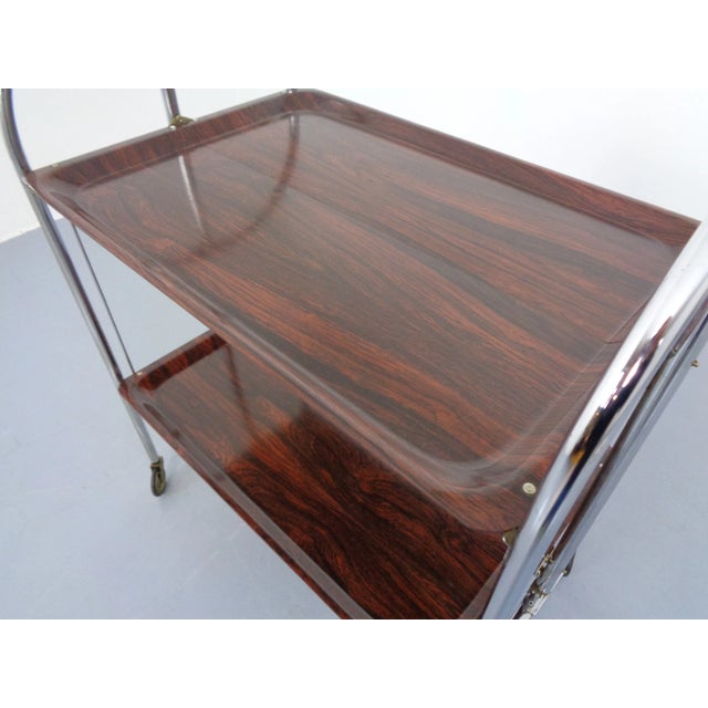 Vintage Optic Rosewood Pressalit Tea Cart, 1970s For Sale - Image 13 of 18