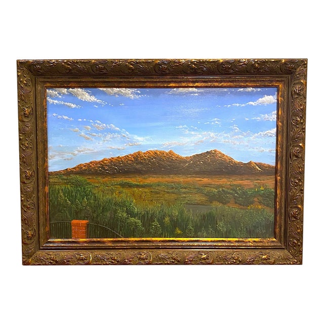 Arizona Mountain Landscape Oil Painting Large 44" Rich Dye Santa Rita Tucson For Sale