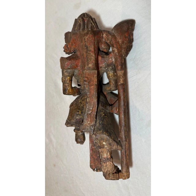 Brown Antique 1700's India Polychromed Goddess Sculpture Figure Architectural Salvage For Sale - Image 8 of 10