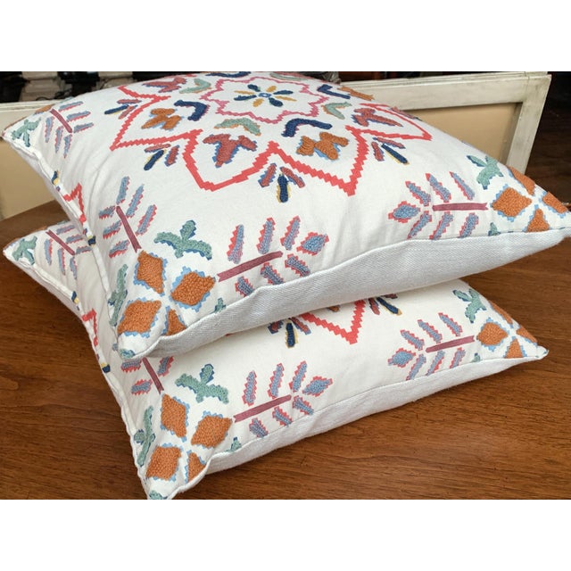 Textile Custom Pillows in Jane Churchill Chintal Embroidered Fabric - A Pair For Sale - Image 7 of 13