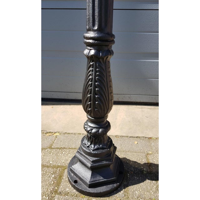 Cast Iron Lamp Post with Copper Square Lantern For Sale - Image 3 of 4