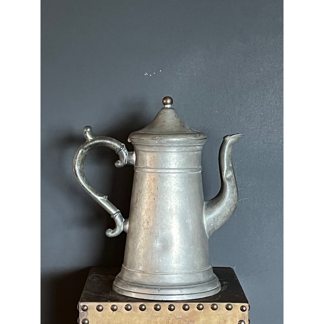 Antique j.b. Graves Troy Ny Pewter Lighthouse Coffee Pot, C. 1848, 12" Tall For Sale In San Francisco - Image 6 of 9
