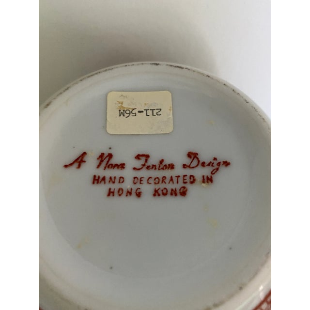 Contemporary Vintage Nora Fenton Orange & White Vase For Sale - Image 3 of 5