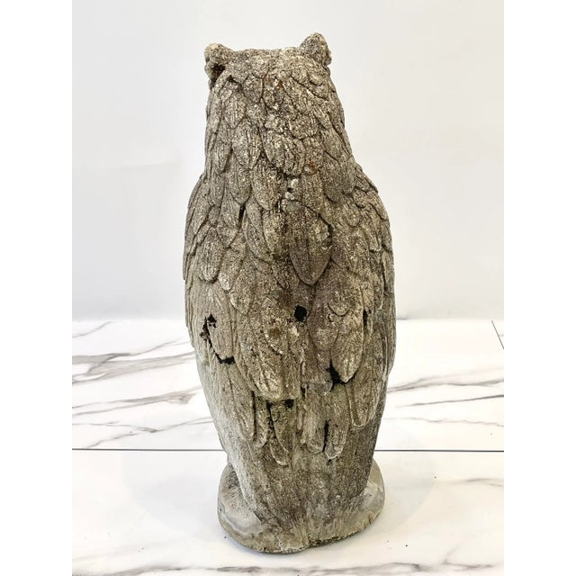 Henri Studio Vintage Cast Concrete Owl Garden Statue For Sale - Image 11 of 13