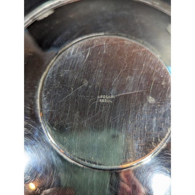 White 4 Vintage 1980"s Porcelain and Silverplate Demitasse Espresso Cups, and Saucers, Brazil, Fb Rogers Silver For Sale - Image 8 of 10