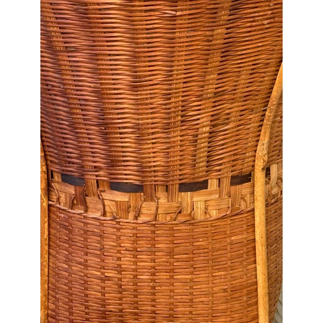 Asian Hand Woven Bamboo, Wicker Decorative Basket For Sale - Image 10 of 12