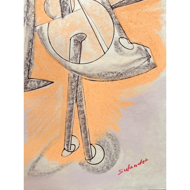 Drawing/Sketching Materials School Teacher an Abstract Pastel Drawing on Mulberry Paper. For Sale - Image 7 of 7