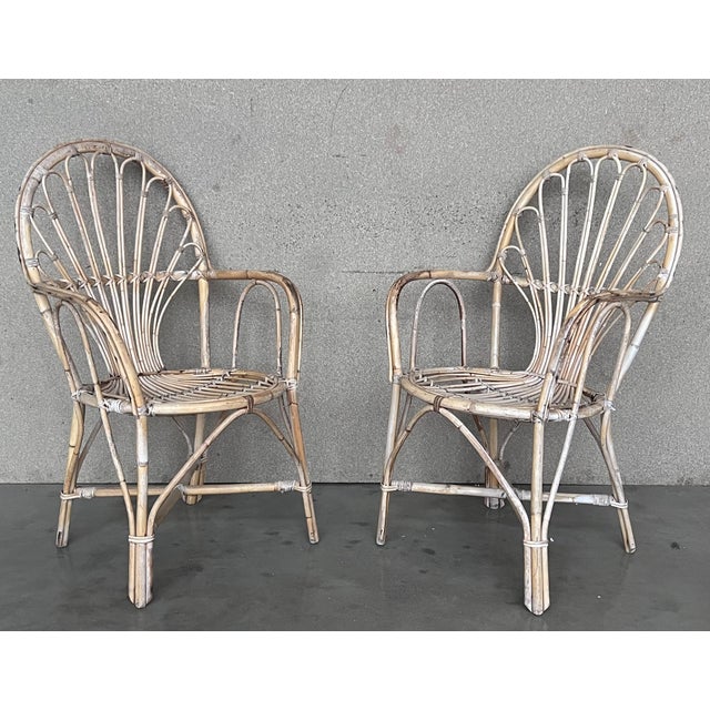 1960s 1960s Pair of Spanish Bamboo Armchairs With Ovaled Back Rest For Sale - Image 5 of 9