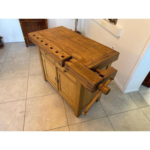 Wooden Workbench in Reclaimed Oak and Spruce For Sale - Image 4 of 11