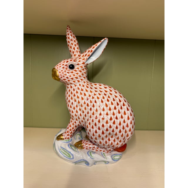 Ceramic Mid 20th Century Large Red Herend Bunny For Sale - Image 7 of 7