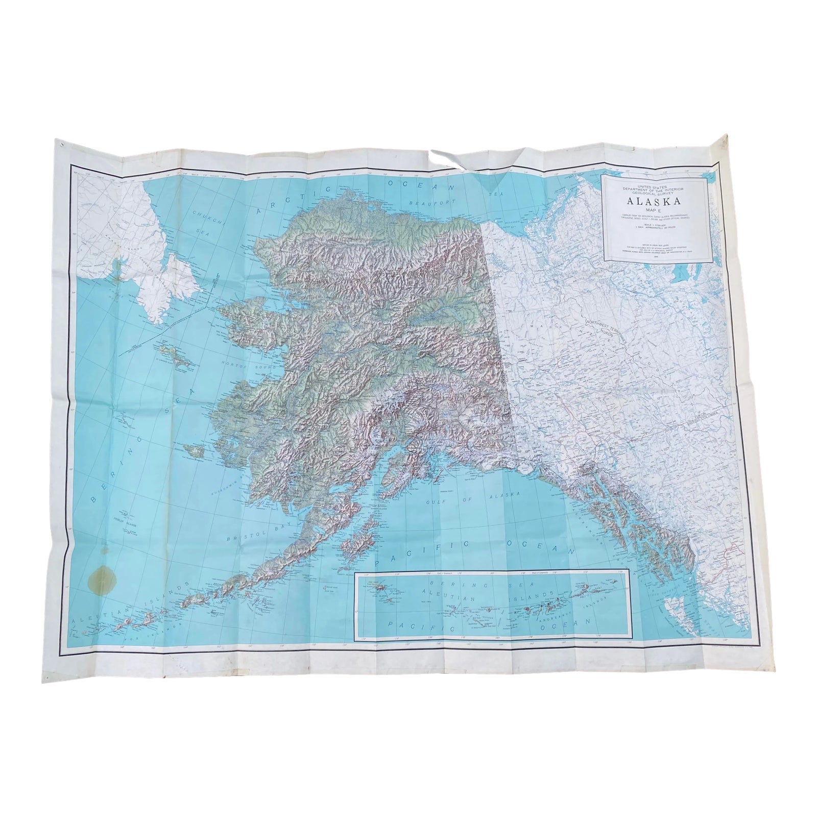 1950s Large Scale Paper Map of Alaska | Chairish