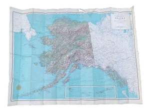 1950s Large Scale Paper Map of Alaska