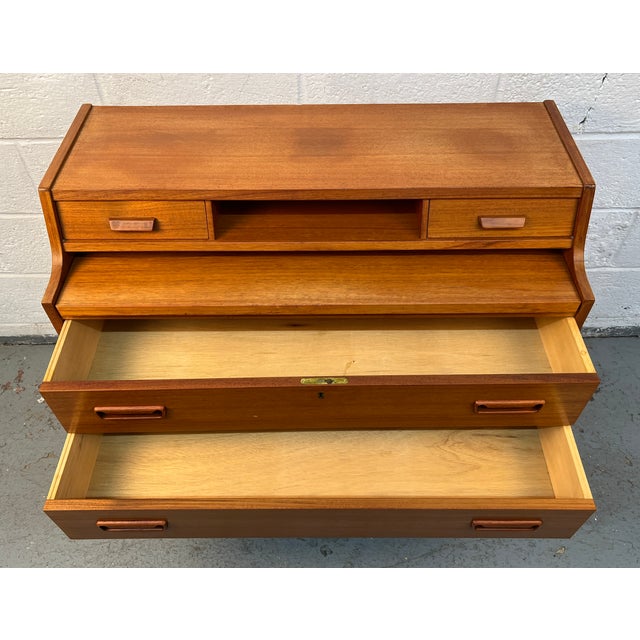 Mid-Century Danish Modern Teak Secretary Desk For Sale - Image 11 of 18