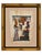 Colorful Egyptian Revival artwork depicting a standing royal figure presenting offerings to a seated goddess beneath rows...
