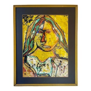 Mid 20th Century "Abstract Woman" Figurative Oil Painting, Framed For Sale