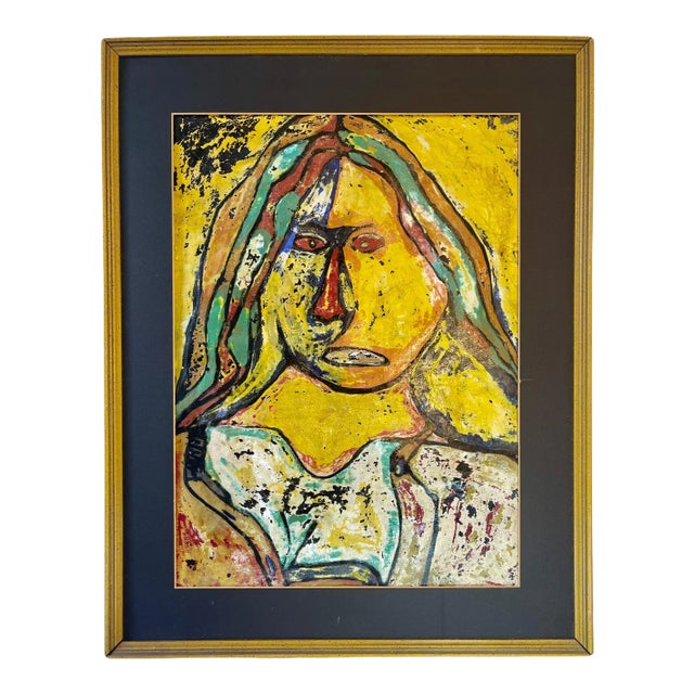 Mid 20th Century "Abstract Woman" Figurative Oil Painting, Framed For Sale