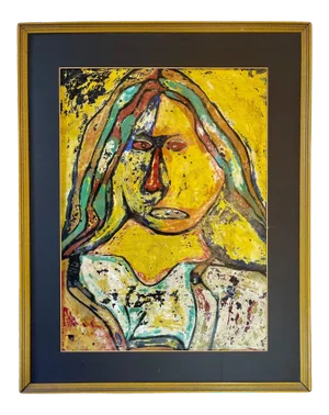 Mid 20th Century "Abstract Woman" Figurative Oil Painting, Framed