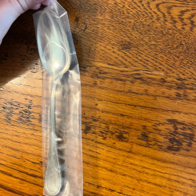 1990s Christofle Perles Solid Sterling Silver Standard Teaspoon .925 For Sale - Image 9 of 12