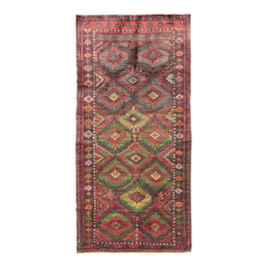 Antique Baluch Tribal Rug With All-Over Geometric in Colorful Design and Motifs 4'6 X 9'10