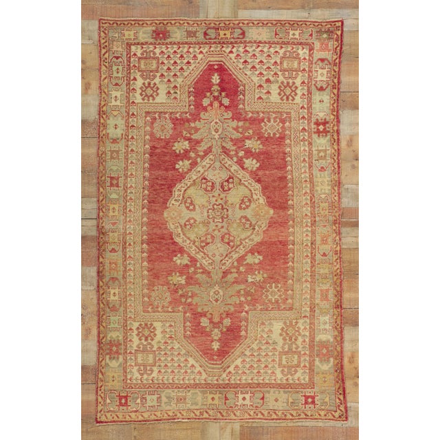 Mid 20th Century Vintage Turkish Oushak Rug - 04'04 X 07'00 For Sale - Image 9 of 10