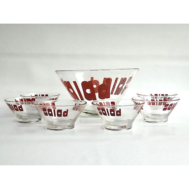 Mid 20th Century Wheaton Glass Graphic Salad Bowls Set, 7 Pieces For Sale - Image 10 of 11