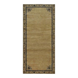 4x9 Ivory Hand-Knotted Wool Floral Bordered Classic Traditional Carpet Rug For Sale