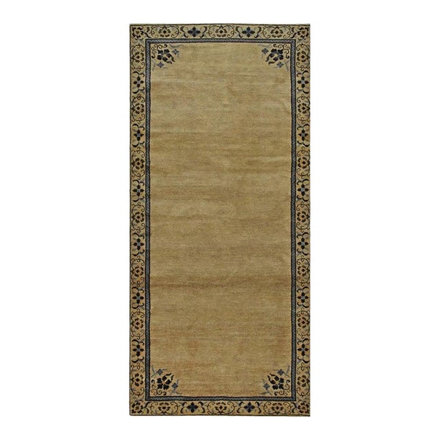 4x9 Ivory Hand-Knotted Wool Floral Bordered Classic Traditional Carpet Rug For Sale