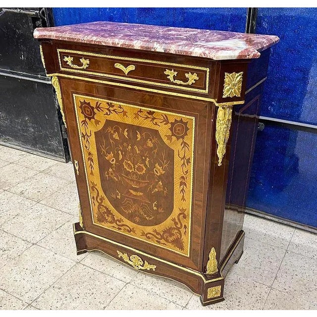 French Louis XV Style Copper Commode Marble Topped For Sale - Image 4 of 4