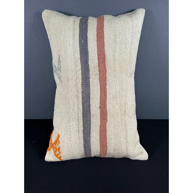 Turkish Hemp Pillow Cushion Natural Beige Orange Pillow Cushion Cover 16" x 24" For Sale - Image 4 of 4