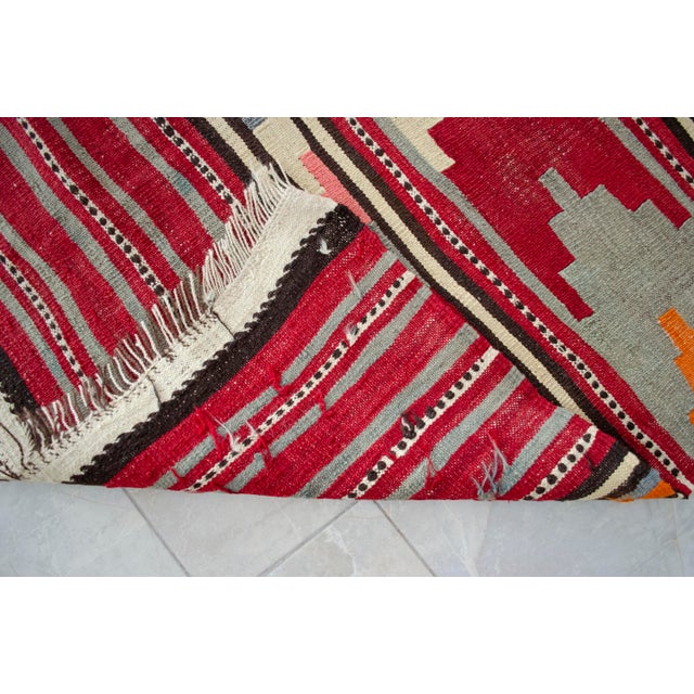 1950s Turkish Kilim Hand Woven Wool Large Runner Rug - 6'4" X 13'8" For Sale - Image 12 of 12