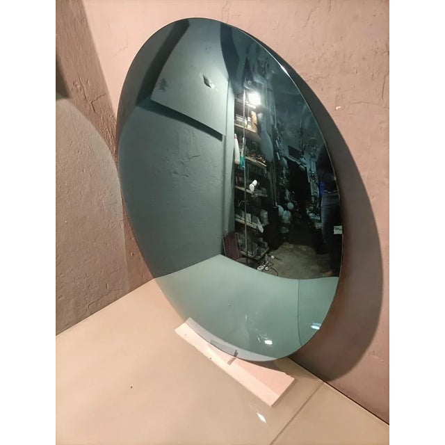 Round Blue Convex Mirror in Iron & Wooden Structure, 2000s For Sale - Image 4 of 9