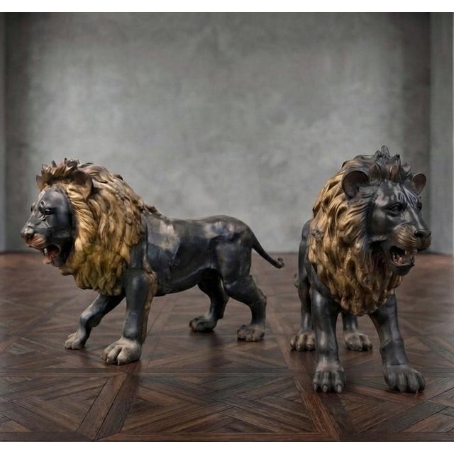 Large Bronze Sculptures of Lions, 1870, Set of 2 For Sale - Image 14 of 14