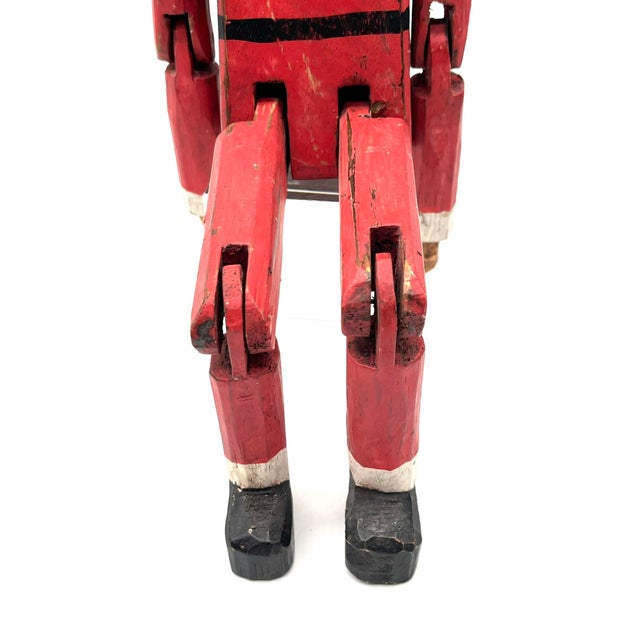 Antique Hand-Carved Santa Claus Edge Stool Figure in Wood & Lacquer, Germany, 1920s For Sale - Image 6 of 13