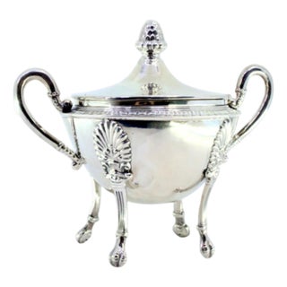 Silver Sugar Bowl with Reliefs and Friezes For Sale
