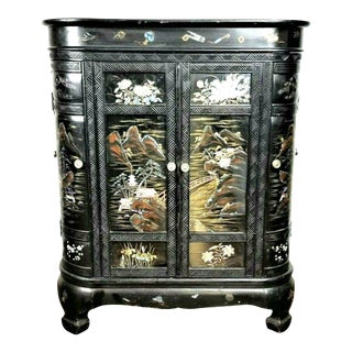 Vintage Japanese Mother of Pearl and Lacquer Cabinet/ Bar For Sale