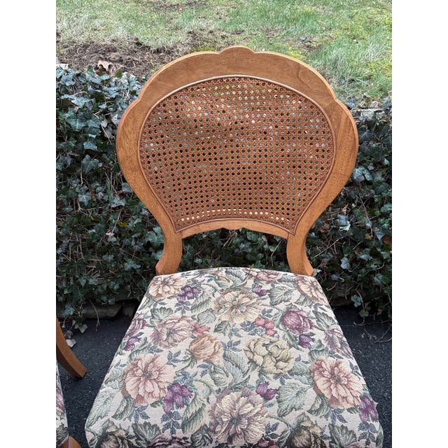 White Wood Furniture Cane Back Farmhouse Chairs - Set of 4 For Sale - Image 10 of 12